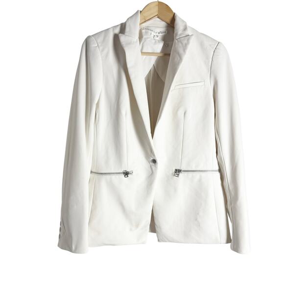 Veronica Beard White Scuba Zip Pocket Dickey Office Travel Blazer Jacket Size 6 - Picture 5 of 16